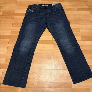 Diesel Safado Vintage Faded Stone Distressed Straight Slim Indigo Men's Jeans 32